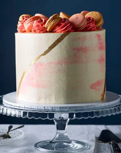 pink and gold leaf marble cake